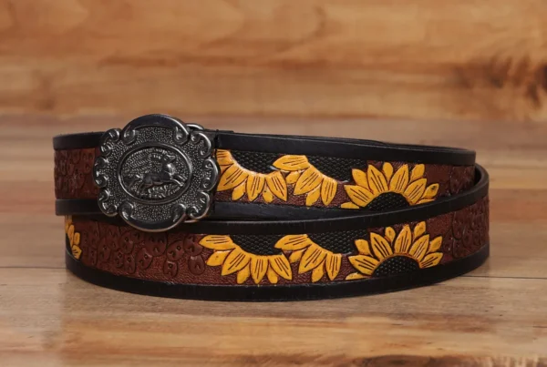 Formal Printed Brown Belt with golden designs - Image 3
